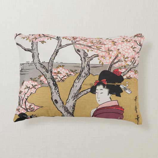 ヴィンテージ日本のとさくらんぼ アクセントクッション (裏面)