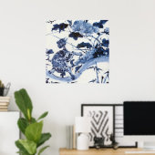 ヴィンテージ日本のと牡丹 ポスター (ホームオフィス)