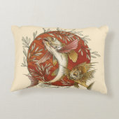 ヴィンテージ日本のと竹の飛んでいるのアート アクセントクッション (裏面)