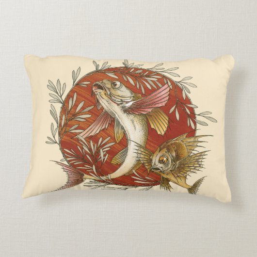 ヴィンテージ日本のと竹の飛んでいるのアート アクセントクッション (裏面)