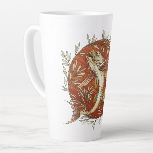 ヴィンテージ日本のと竹の飛んでいるのアート カフェラテマグ (左アングル)