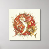 ヴィンテージ日本のと竹の飛んでいるのアート キャンバスプリント (正面)