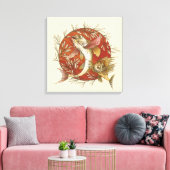 ヴィンテージ日本のと竹の飛んでいるのアート キャンバスプリント (インサイチュ (リビング))