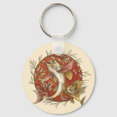 ヴィンテージ日本のと竹の飛んでいるのアート キーホルダー (裏面)