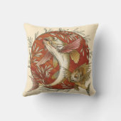 ヴィンテージ日本のと竹の飛んでいるのアート クッション (裏面)