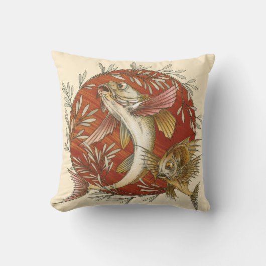 ヴィンテージ日本のと竹の飛んでいるのアート クッション (正面)