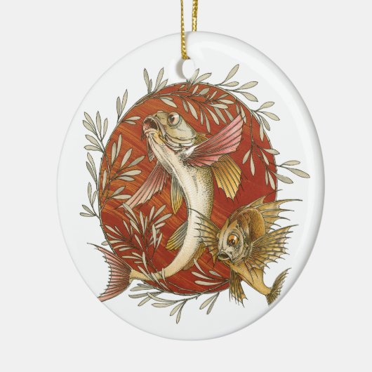 ヴィンテージ日本のと竹の飛んでいるのアート セラミックオーナメント (左)