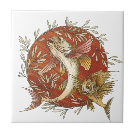 ヴィンテージ日本のと竹の飛んでいるのアート タイル (正面)