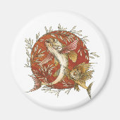 ヴィンテージ日本のと竹の飛んでいるのアート マグネット (正面)