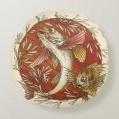 ヴィンテージ日本のと竹の飛んでいるのアート ラウンドクッション (正面)