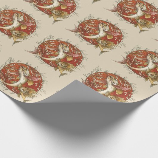 ヴィンテージ日本のと竹の飛んでいるのアート ラッピングペーパー (角)