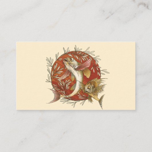 ヴィンテージ日本のと竹の飛んでいるのアート 名刺 (裏面)