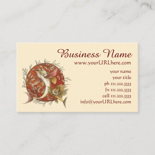 ヴィンテージ日本のと竹の飛んでいるのアート 名刺 (正面)