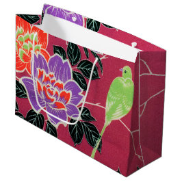 ヴィンテージ日本のと花 ラージペーパーバッグ