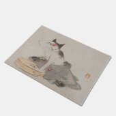 ヴィンテージ日本のな浸る猫の芸術 ドアマット (アングル)