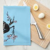 ヴィンテージ日本ののカラスとさくらんぼ キッチンタオル (四つ折り)