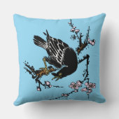 ヴィンテージ日本ののカラスとさくらんぼ クッション (裏面)