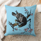 ヴィンテージ日本ののカラスとさくらんぼ クッション (ブランケット)