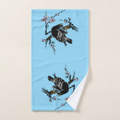 ヴィンテージ日本ののカラスとさくらんぼ バスタオルセット (ハンドタオル)