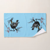 ヴィンテージ日本ののカラスとさくらんぼ バスタオルセット (ハンドタオル)