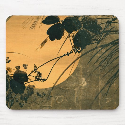 ヴィンテージ日本のの月光の中の秋草 マウスパッド (正面)