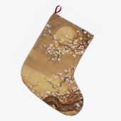 ヴィンテージ日本のの梅 ラージクリスマスストッキング (正面 (吊り時))