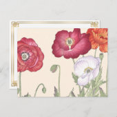 ヴィンテージ日本のの浮世絵のケシの花 ポストカード (正面/裏面)