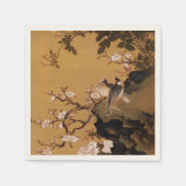 ヴィンテージ日本のの絵を描2羽の鳥 スタンダードカクテルナプキン (正面)
