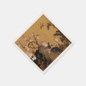 ヴィンテージ日本のの絵を描2羽の鳥 スタンダードカクテルナプキン (角)