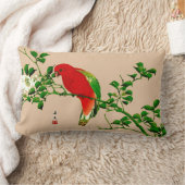 ヴィンテージ日本のの絵画オウム、赤、緑 ランバークッション (ブランケット)