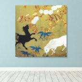 ヴィンテージ日本のの花とさくらんぼ キャンバスプリント (インサイチュ (ウッドフロア))