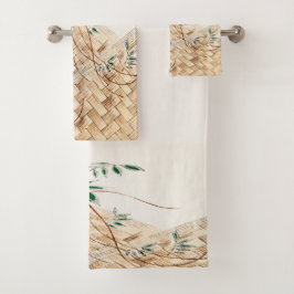 ヴィンテージ日本のの花のアー伝統的ト バスタオルセット