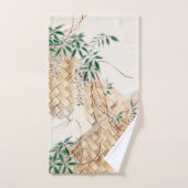 ヴィンテージ日本のの花のアー伝統的ト バスタオルセット (ハンドタオル)