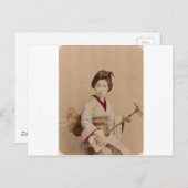 ヴィンテージ日本のの遊芸者の三味線 ポストカード (正面/裏面)