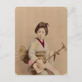 ヴィンテージ日本のの遊芸者の三味線 ポストカード (正面)