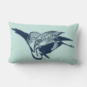 ヴィンテージ日本のの青い鶴のスケッチ ランバークッション (裏面)