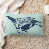 ヴィンテージ日本のの青い鶴のスケッチ ランバークッション (ブランケット)