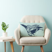 ヴィンテージ日本のの青い鶴のスケッチ ランバークッション (椅子)