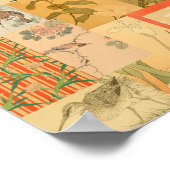 ヴィンテージ日本のアジアンアートコラージウォールデコール ポスター (角)