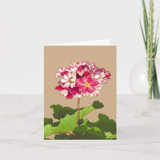 ヴィンテージ日本のアジサイ。ピンクと緑 カード (正面)