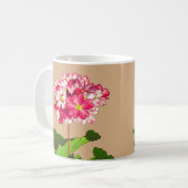 ヴィンテージ日本のアジサイ。ピンクと緑 コーヒーマグカップ (正面左)