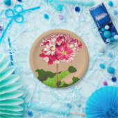 ヴィンテージ日本のアジサイ。ピンクと緑 ペーパープレート (パーティー)