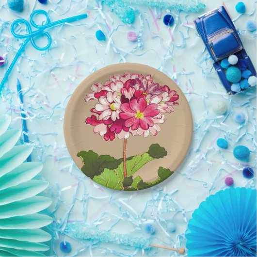 ヴィンテージ日本のアジサイ。ピンクと緑 ペーパープレート (パーティー)