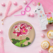 ヴィンテージ日本のアジサイ。ピンクと緑 ペーパープレート (パーティー)