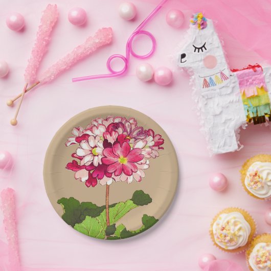 ヴィンテージ日本のアジサイ。ピンクと緑 ペーパープレート (パーティー)