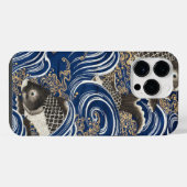 ヴィンテージ日本のアートカープインウェーブズコイ iPhoneケース (裏面横)