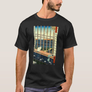 ヴィンテージ日本のアートヒロシゲネコ山富士 Tシャツ