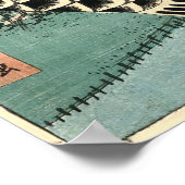 ヴィンテージ日本のアート紙フィッシュブルー ポスター (角)