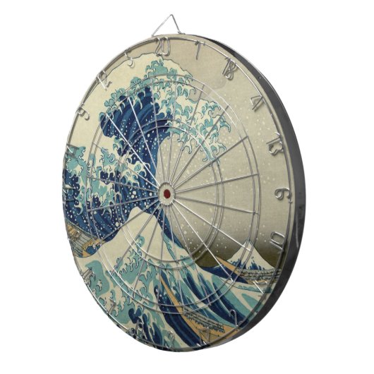 ヴィンテージ日本のアート、素晴らし北斎の波 ダーツボード (正面右)