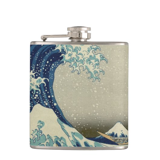 ヴィンテージ日本のアート、素晴らし北斎の波 フラスク (正面)